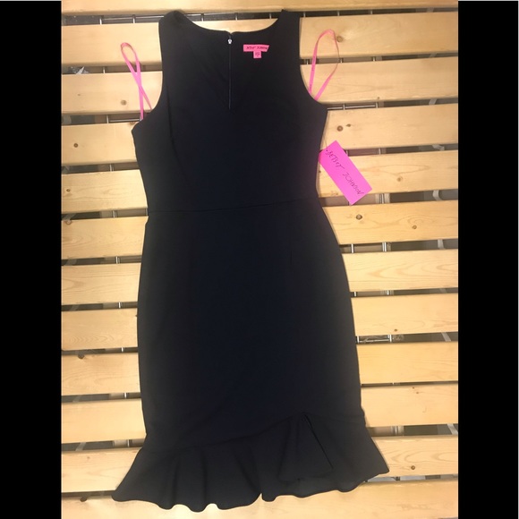 Betsy Johnson ruffle hem v-neck dress navy,NWT - Picture 3 of 8